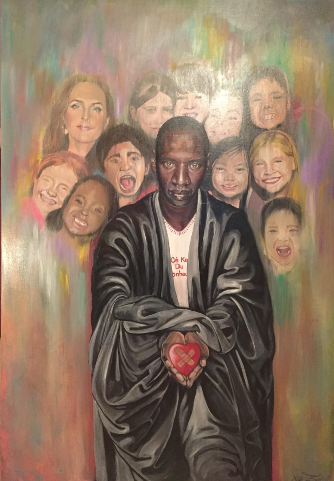 Fr. Adociacii Ce Que Du Bonheur - painting for actor Omar Sy and his wife Helen