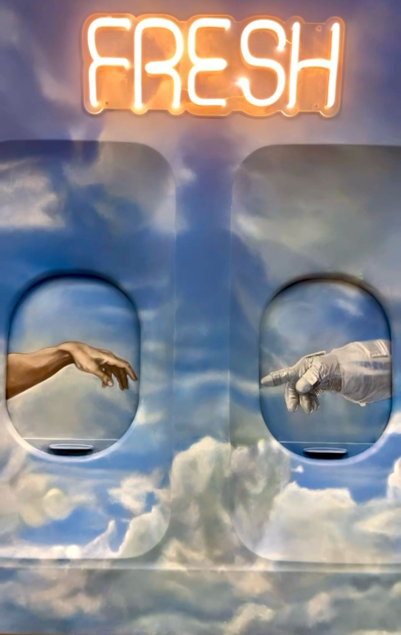 I'm painting over the original windows with panels from the airplane, this artpiece was created for Dj Snake