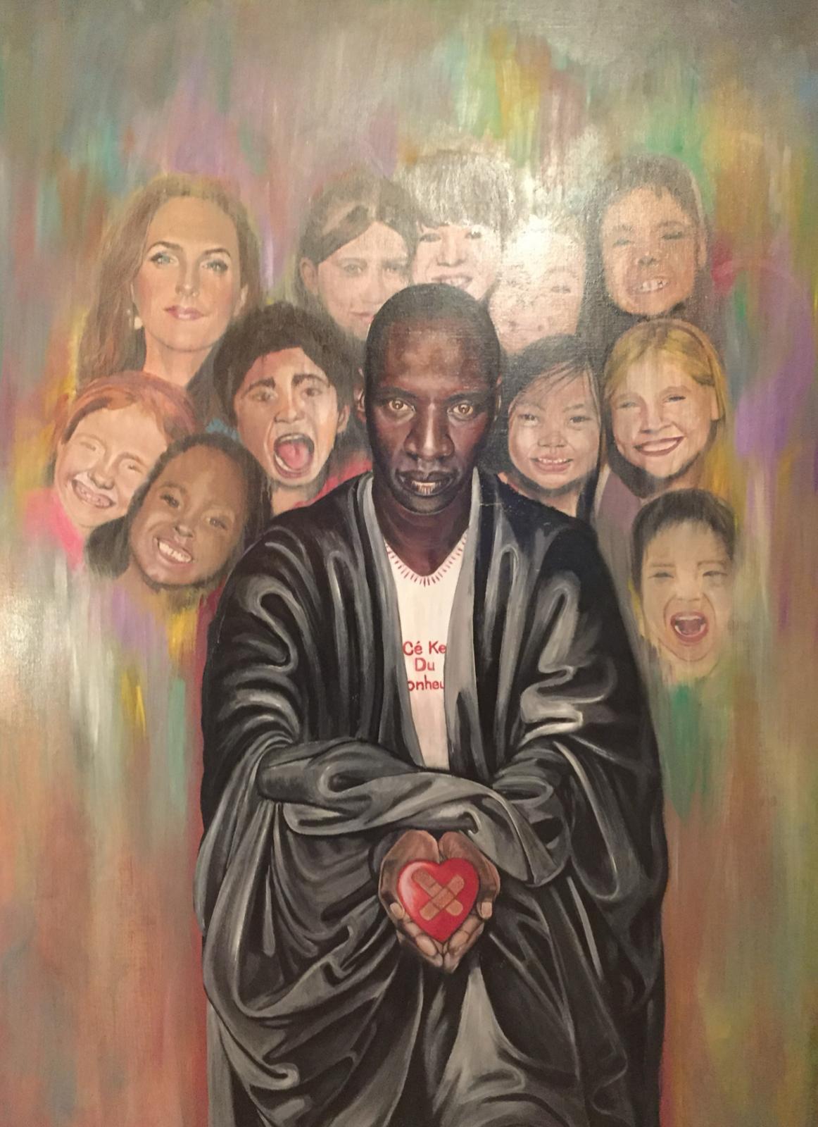 Fr. Adociacii Ce Que Du Bonheur - painting for actor Omar Sy and his wife Helen