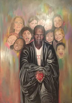 Fr. Adociacii Ce Que Du Bonheur - painting for actor Omar Sy and his wife Helen