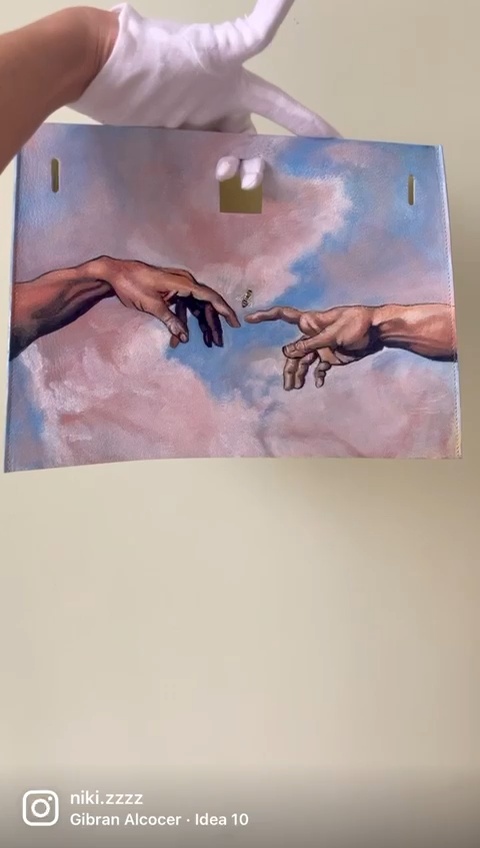 Hand painted leather cover for Hermes bags