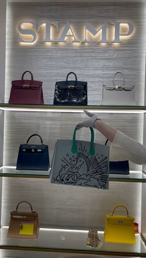 Hand painted leather cover for Hermes bags