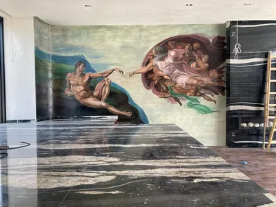 Mural painting in ** hotel in Marrakech Palais Roinsard.