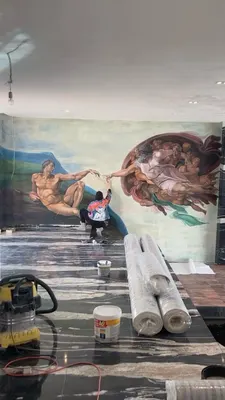 Mural painting in ** hotel in Marrakech Palais Roinsard.