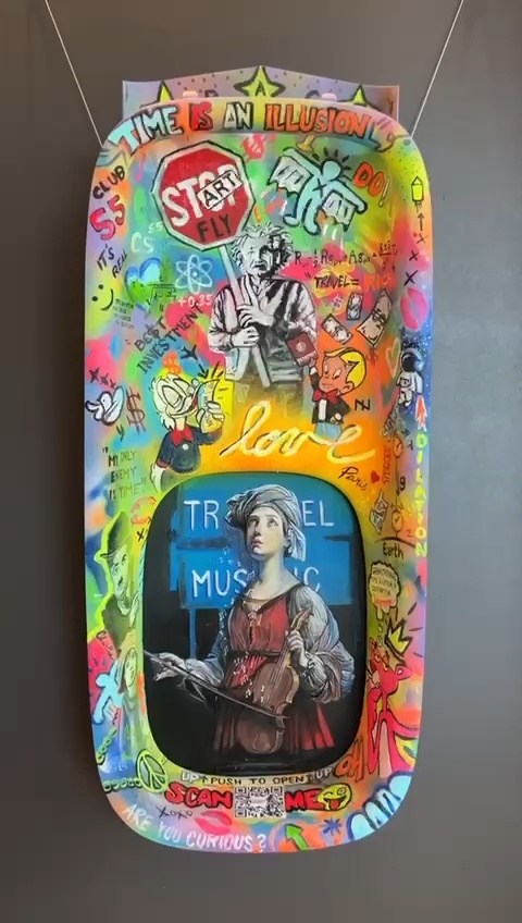 I'm painting over the original windows with panels from the airplane, this artpiece was created for Dj Snake