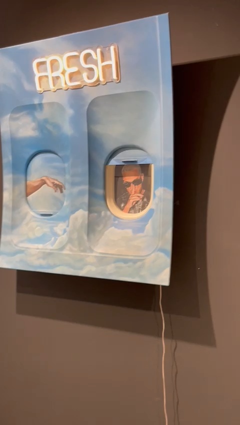 I'm painting over the original windows with panels from the airplane, this artpiece was created for Dj Snake