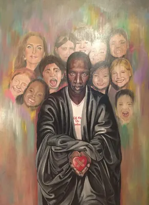 Fr. Adociacii Ce Que Du Bonheur - painting for actor Omar Sy and his wife Helen